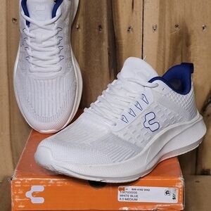 CHARLY Mens 8.5 M White Blue Lightweight Mesh Kasumi Walking Running Sneaker NIB